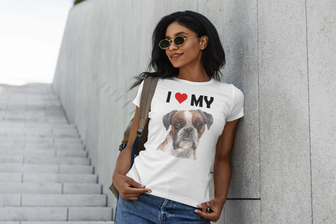 Image of I Love My Boxer - Women's Cotton T-Shirt