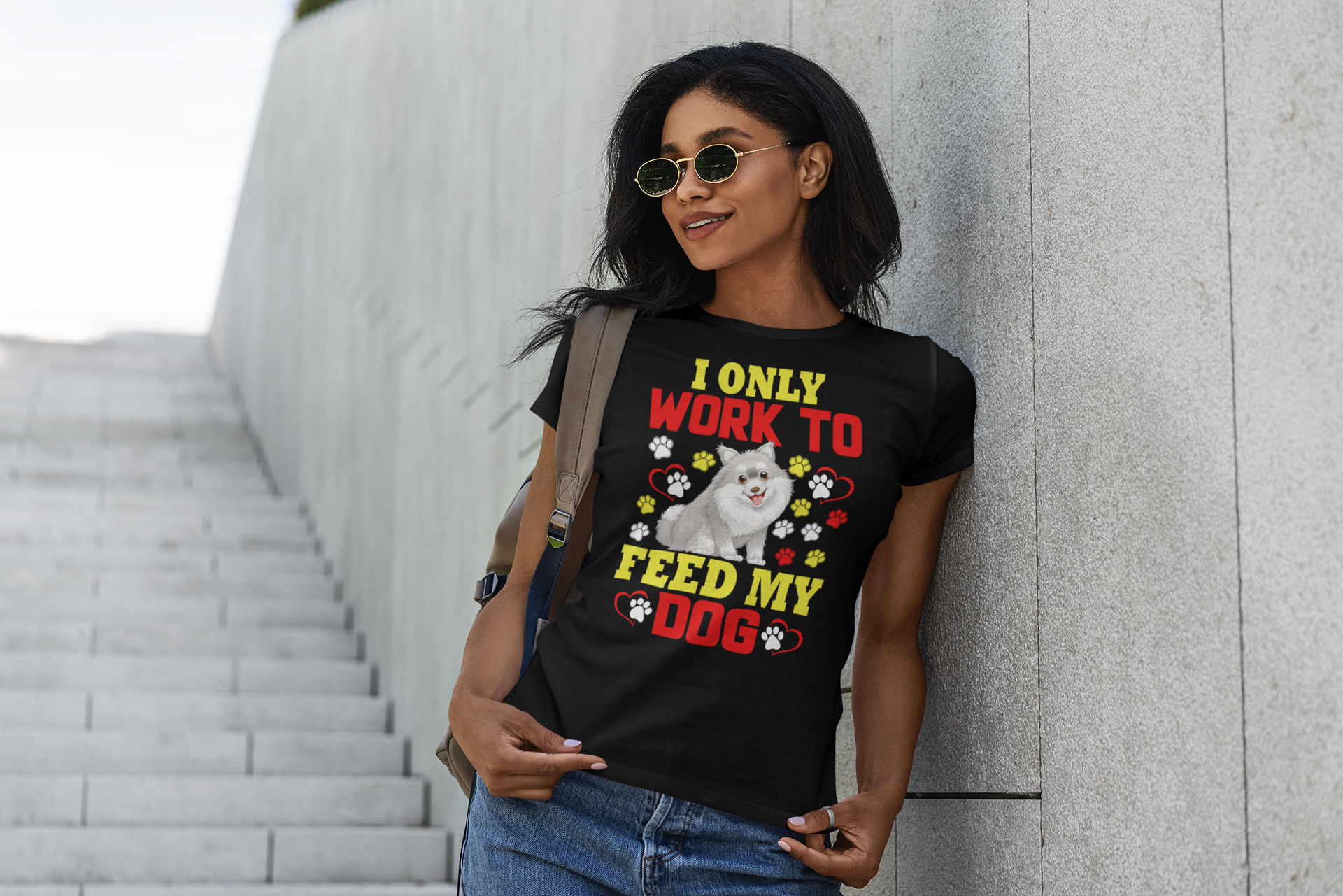 I Only Work to Feed My Dog - Women's Cotton T-Shirt