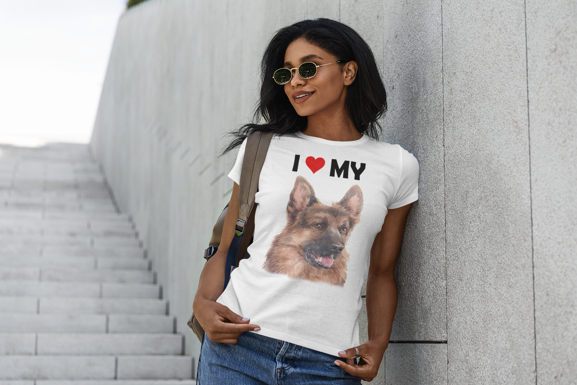 I Love My German Shepherd - Women's Cotton T-Shirt