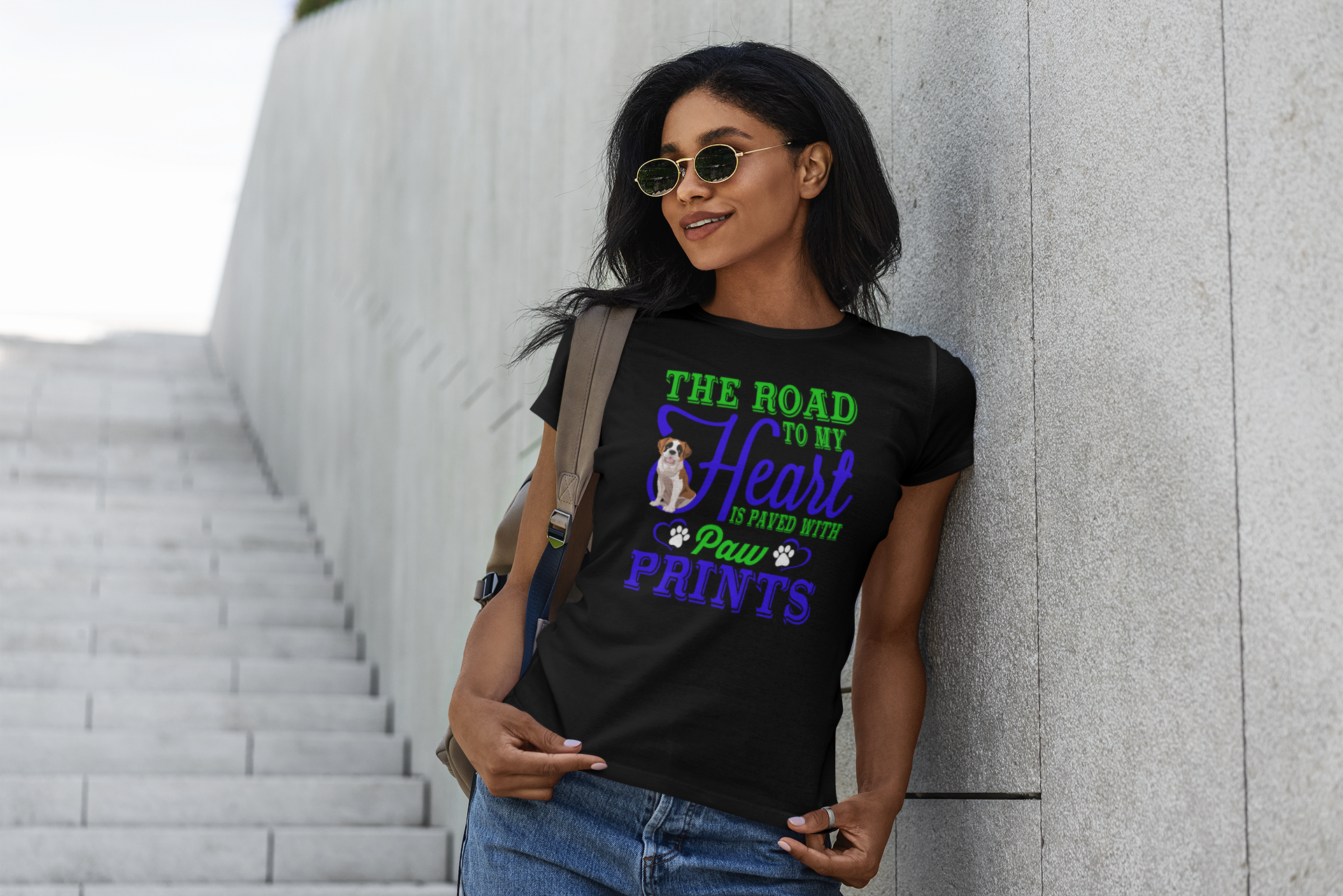 The Road to My Heart Is Paved With Paw Prints - Women's Cotton T-Shirt