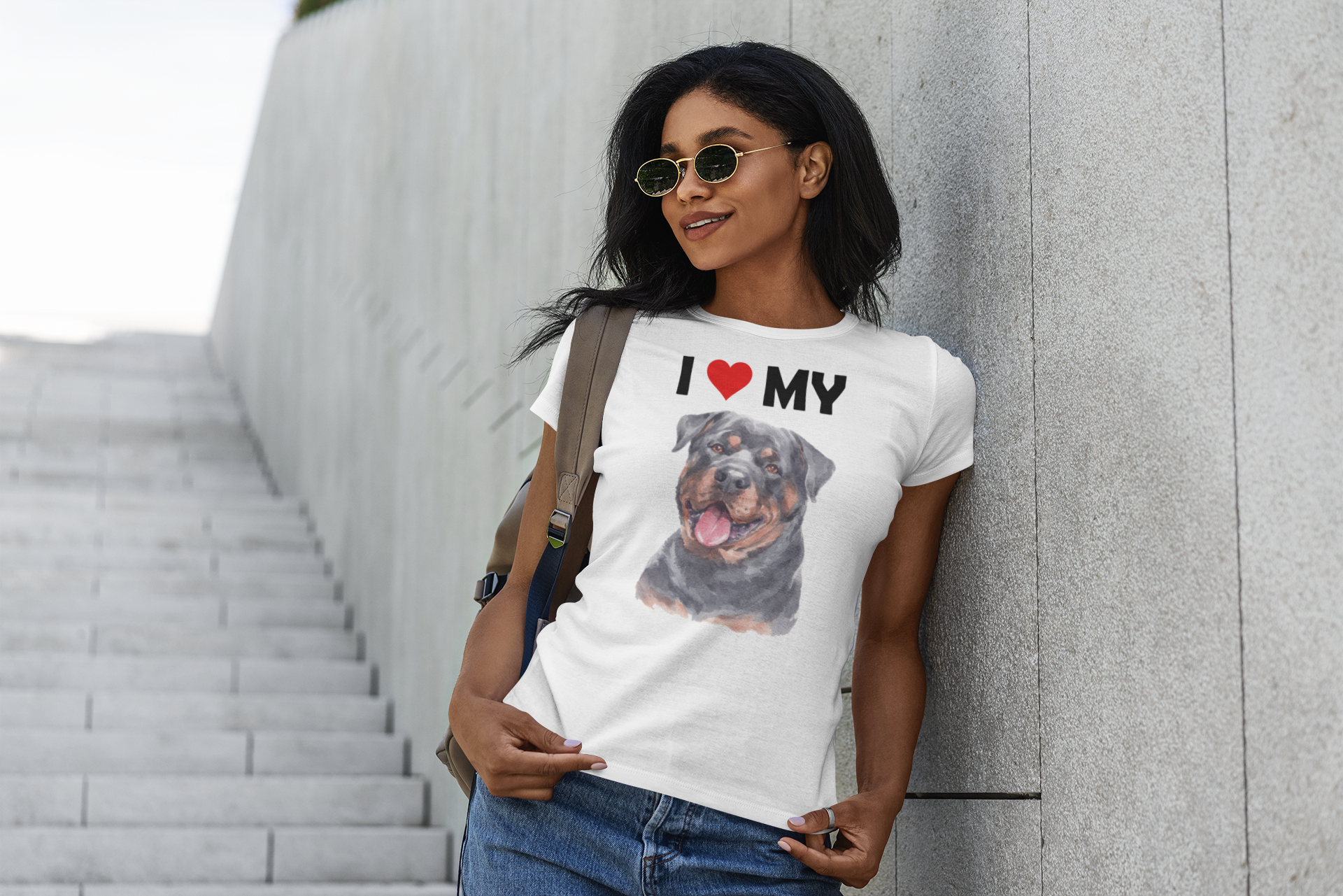 I Love My Rottweiler - Women's Cotton T-Shirt