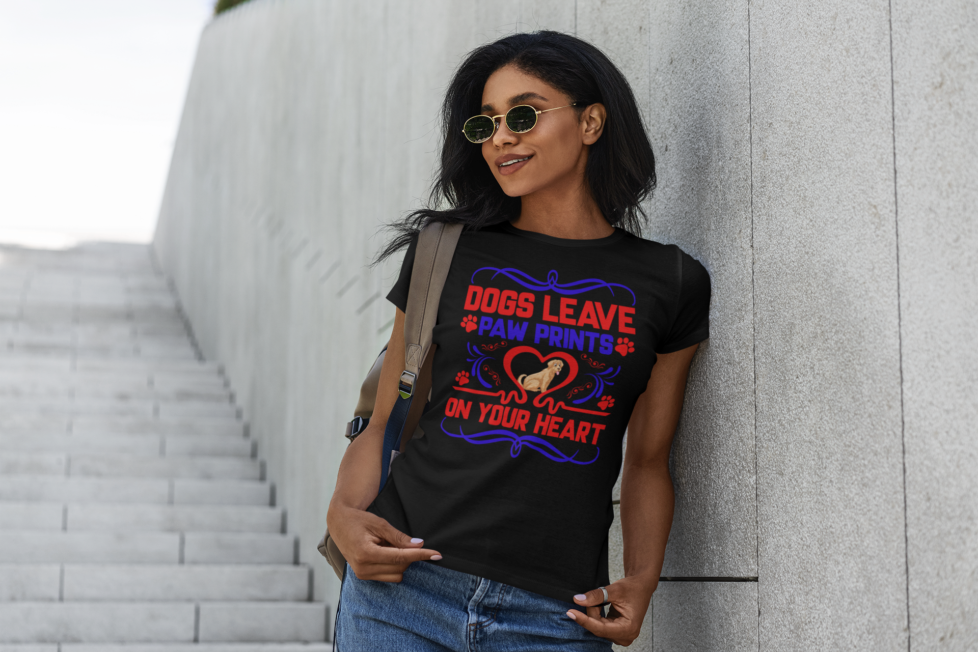 Dogs Leave Paw Prints on Your Heart - Women's Cotton T-Shirt