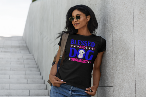 Image of Blessed and Dog Obsessed - Women's Cotton T-Shirt