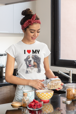 Image of I Love My Bernese Mountain Dog - Women's Cotton T-Shirt