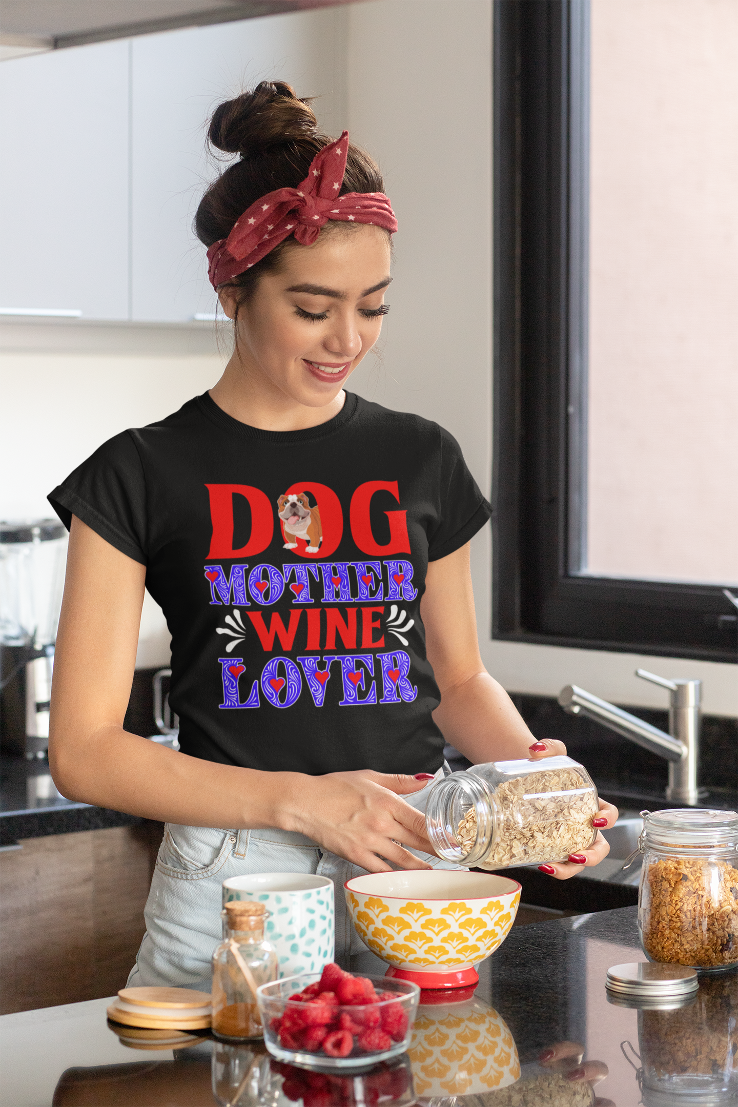 Dog Mother Wine Lover - Women's Cotton T-Shirt