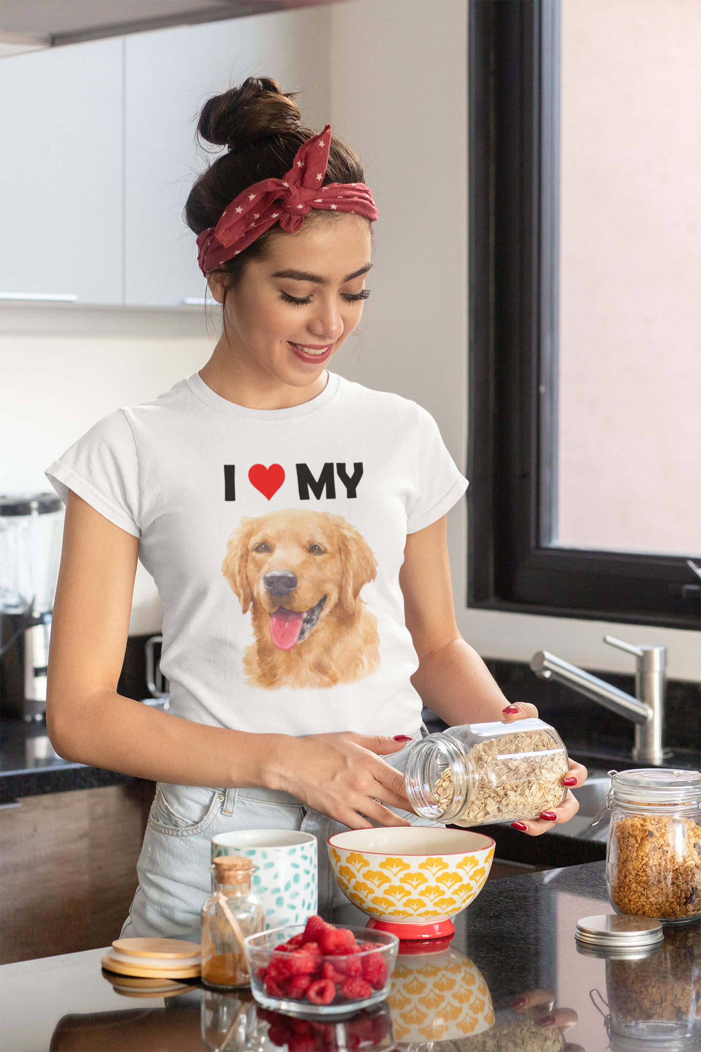 I Love My Golden Retriever - Women's Cotton T-Shirt