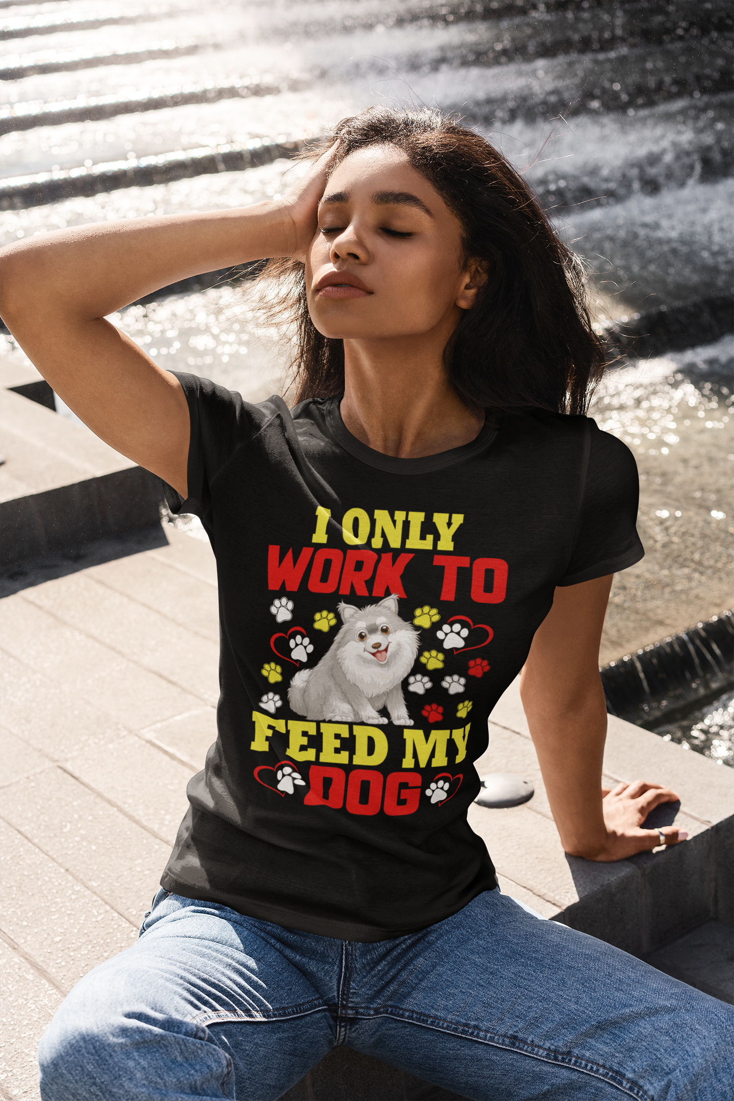 I Only Work to Feed My Dog - Women's Cotton T-Shirt