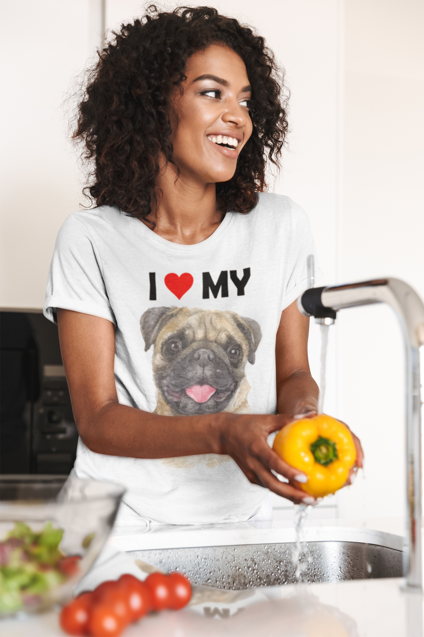 I Love My Pug - Cotton T-Shirt