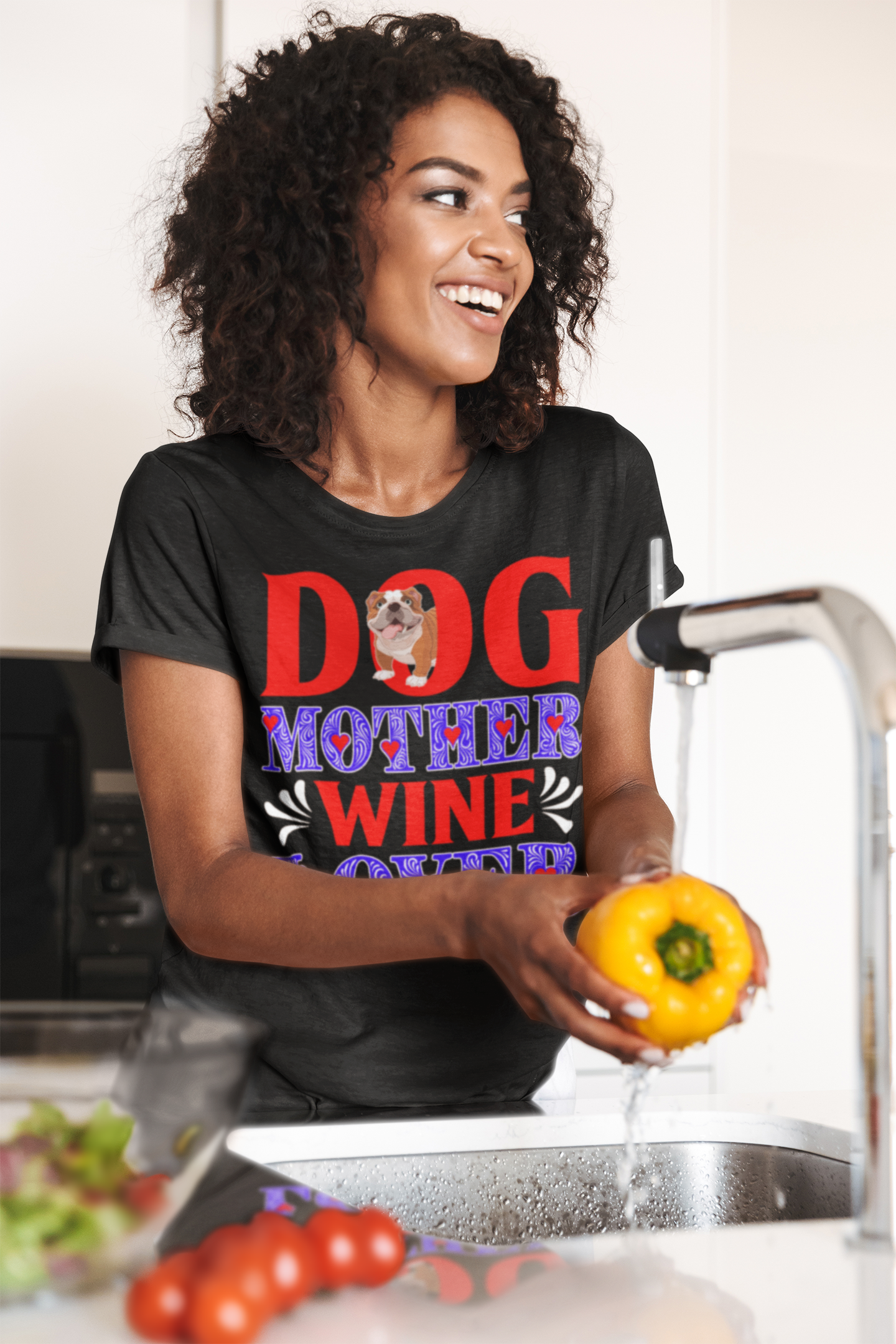 Dog Mother Wine Lover - Cotton T-Shirt