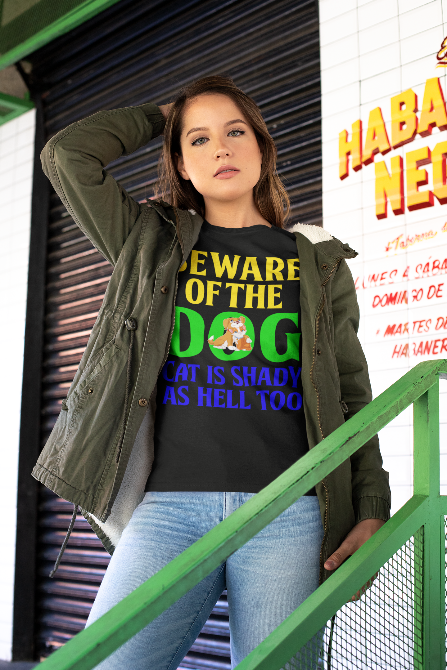 Beware of the Dog. Cat Is Shady as Hell Too - Cotton T-Shirt