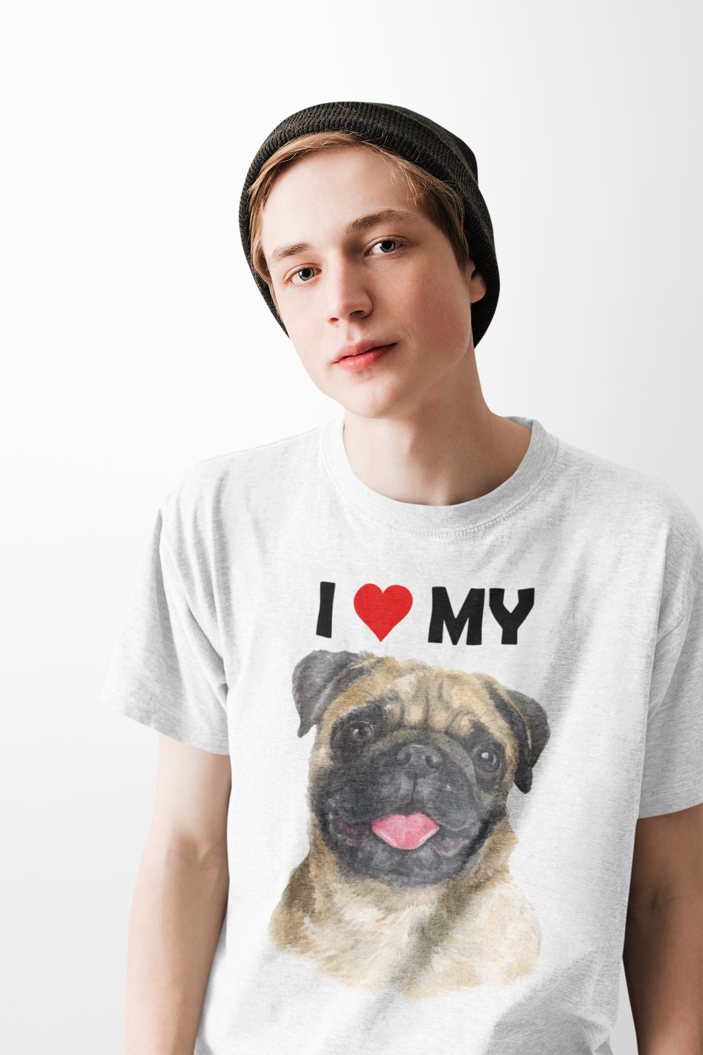 I Love My Pug - Cotton T-Shirt