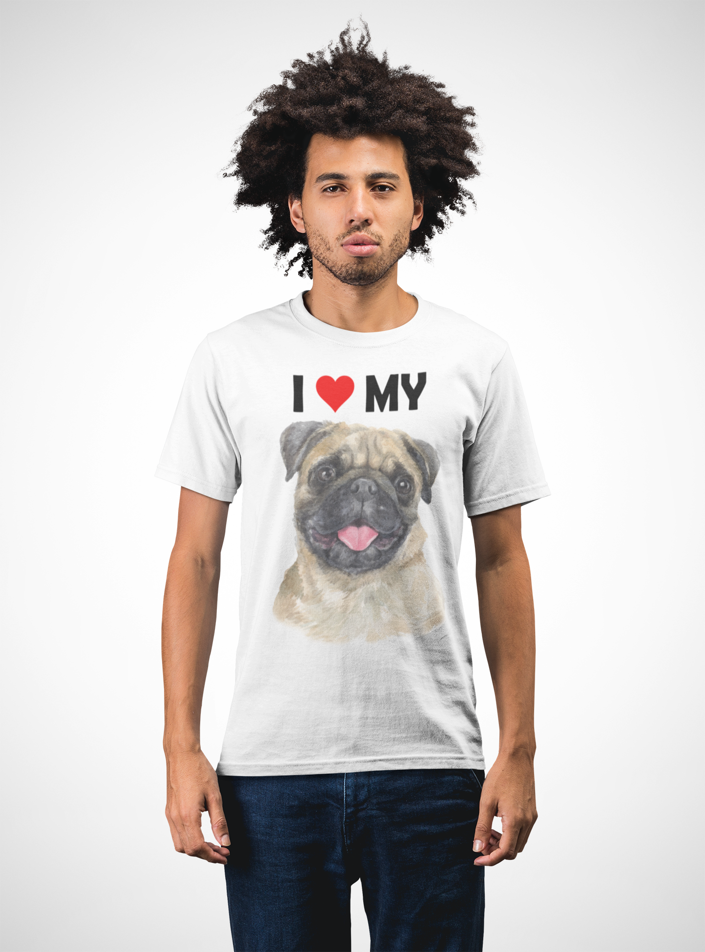 I Love My Pug - Cotton T-Shirt