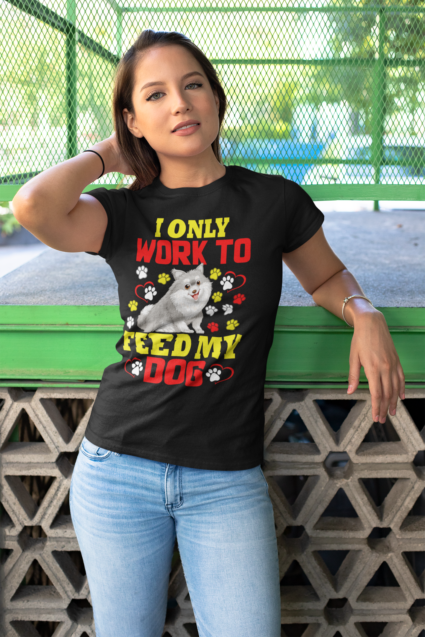 I Only Work to Feed My Dog - Women's Cotton T-Shirt