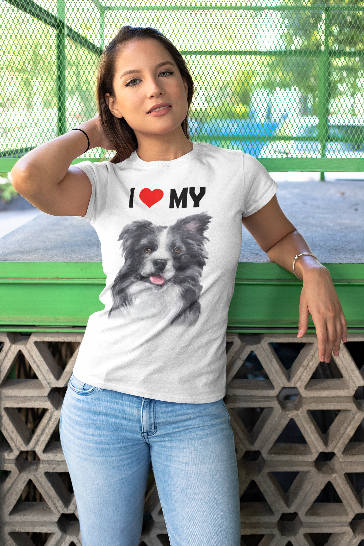I Love My Border Collie - Women's Cotton T-Shirt