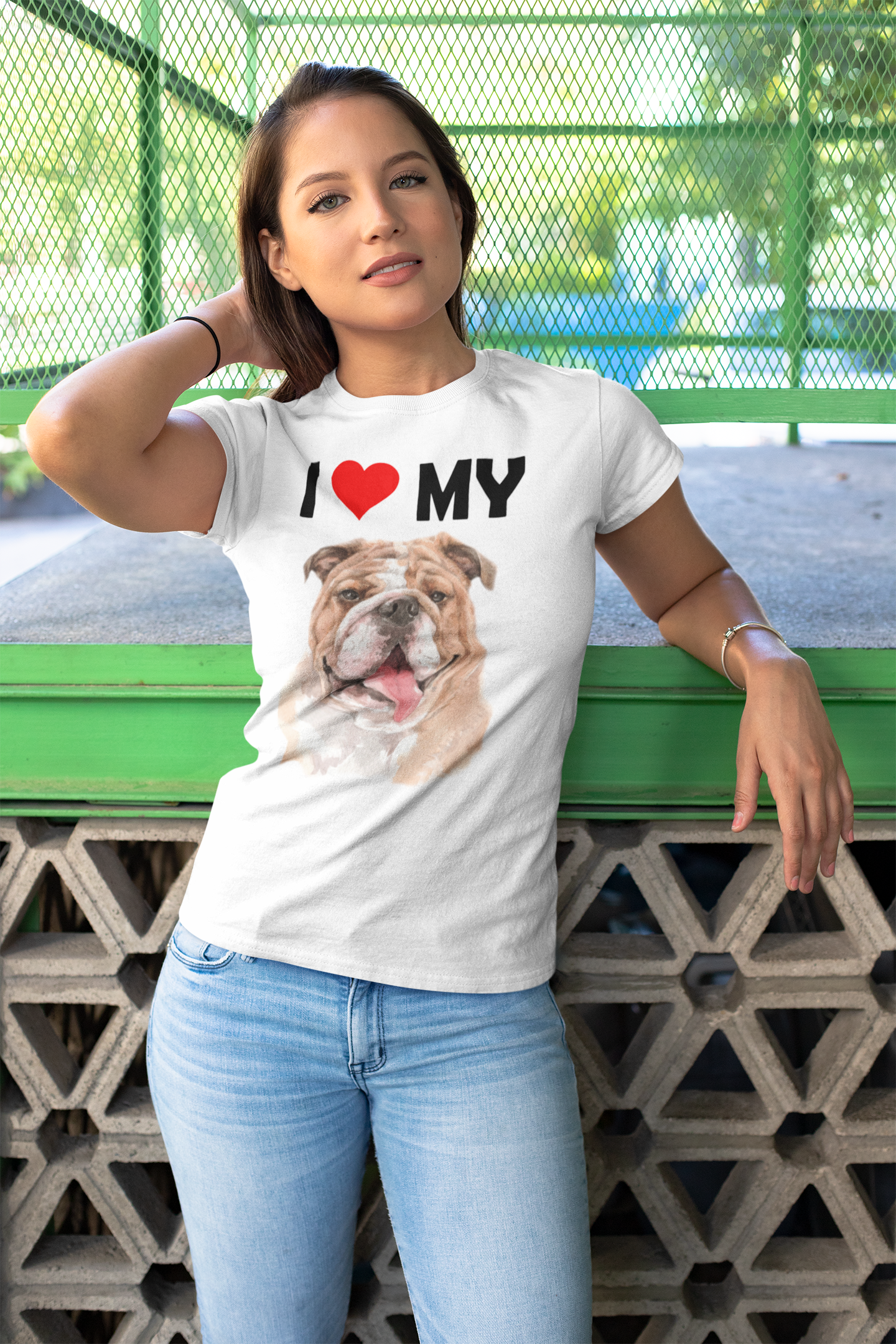 I Love My Bulldog - Women's Cotton T-Shirt