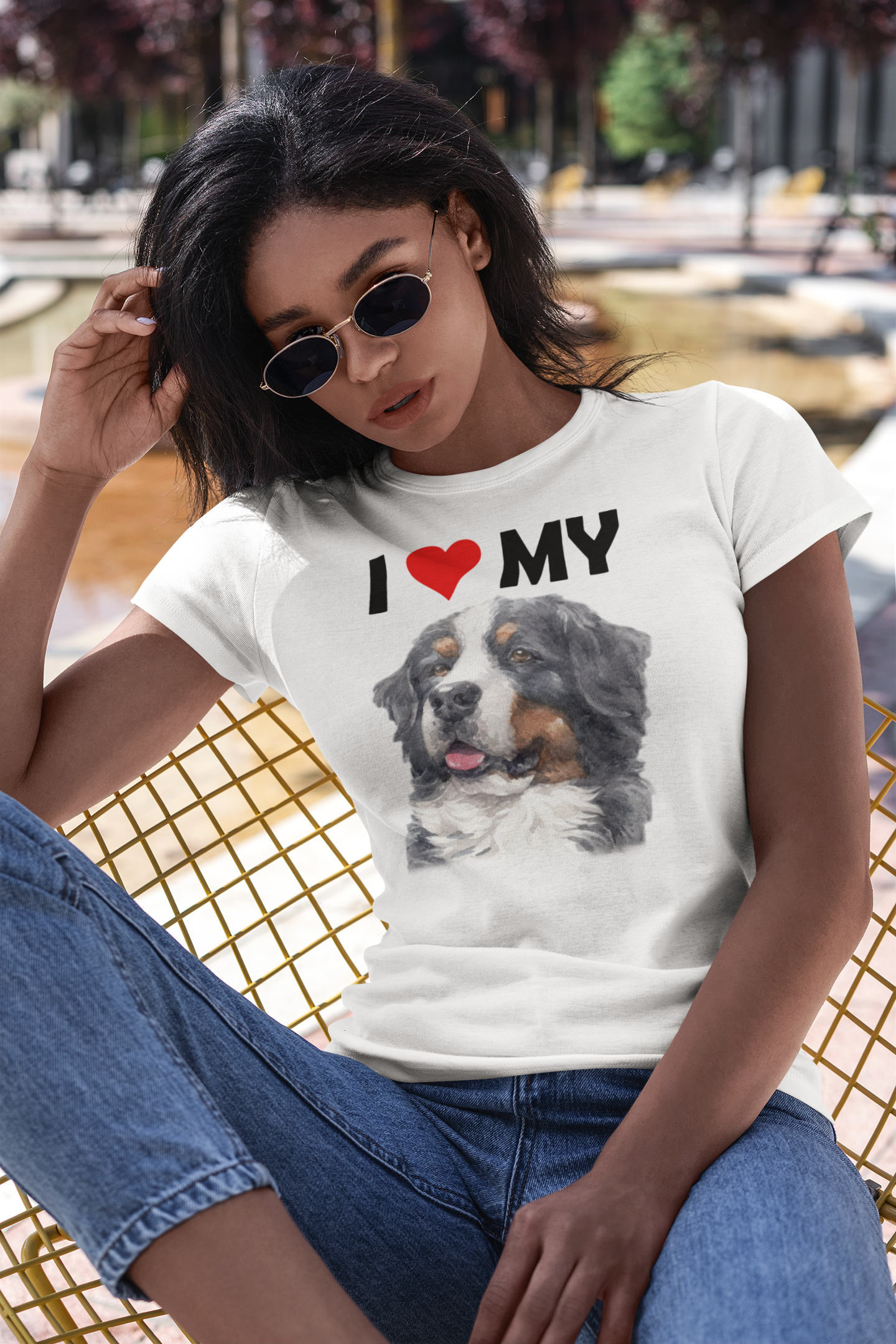 I Love My Bernese Mountain Dog - Women's Cotton T-Shirt
