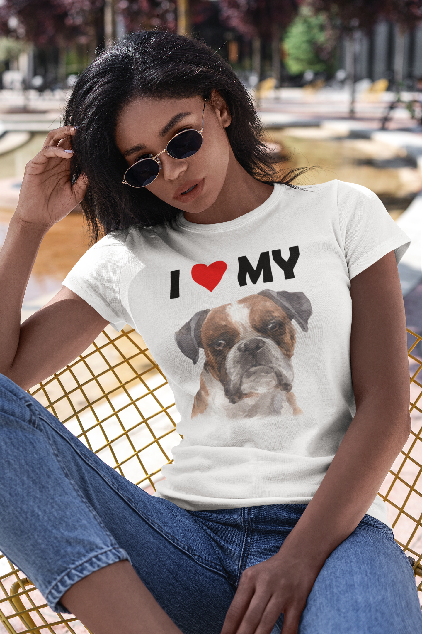 I Love My Boxer - Women's Cotton T-Shirt
