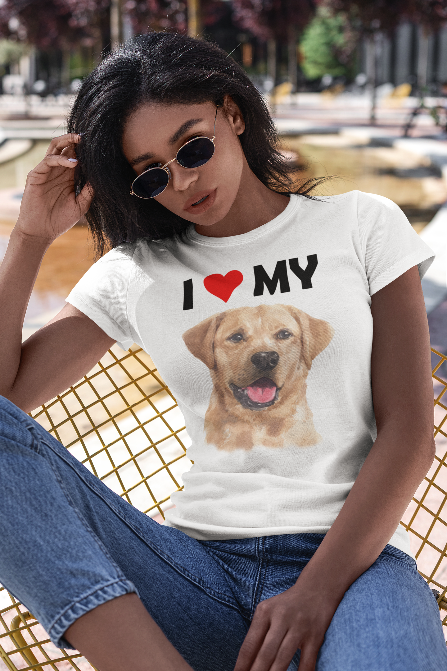 I Love My Yellow Labrador - Women's Cotton T-Shirt
