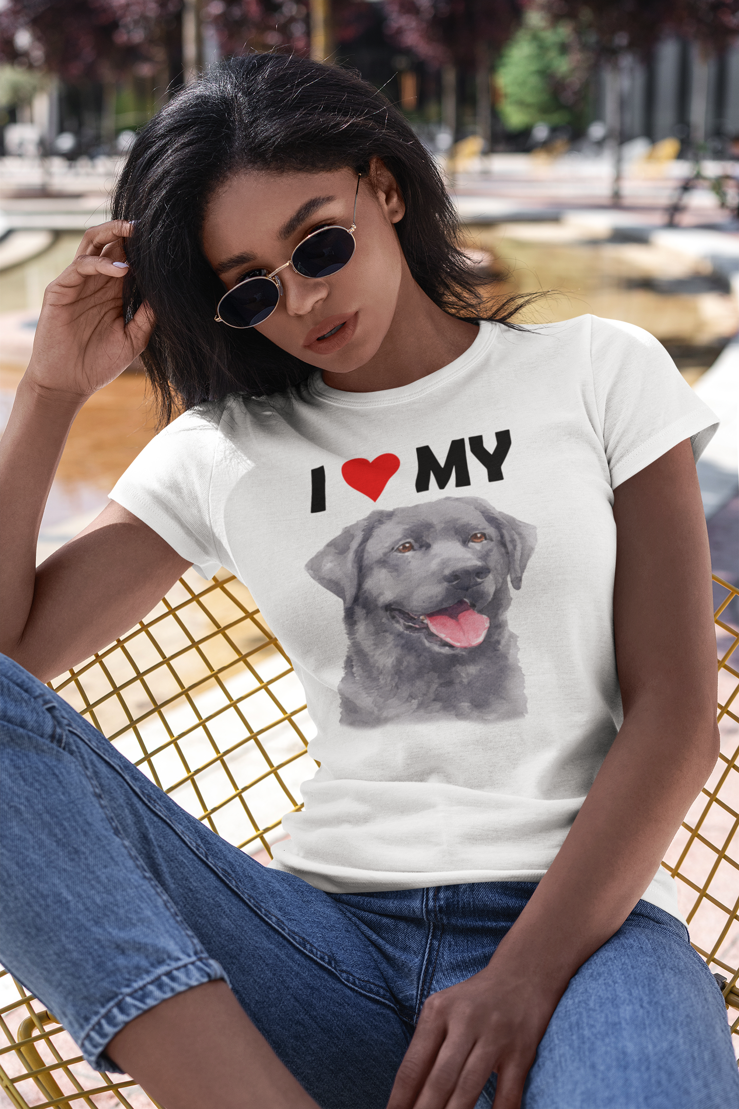 I Love My Black Labrador - Women's Cotton T-Shirt