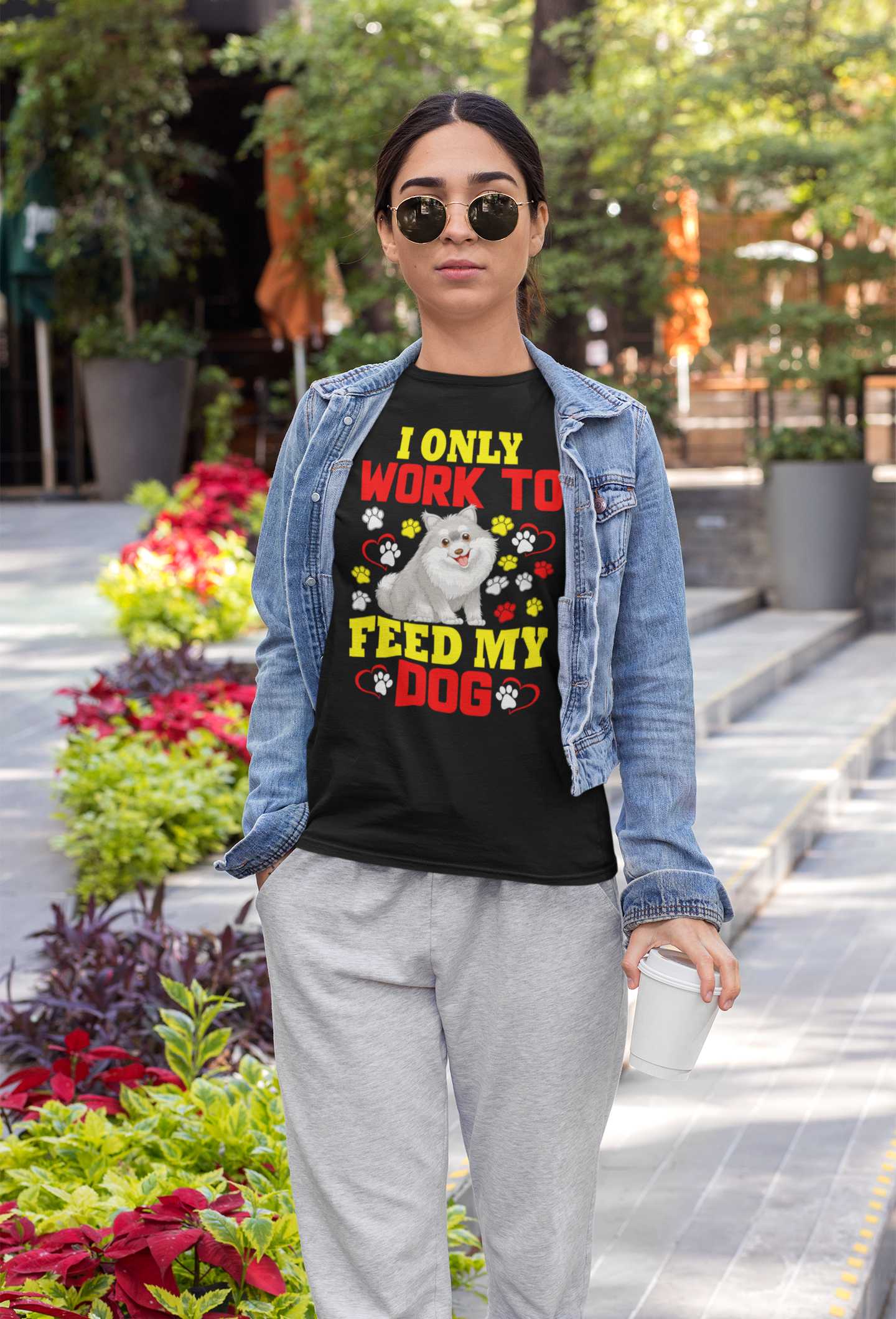 I Only Work to Feed My Dog - Cotton T-Shirt