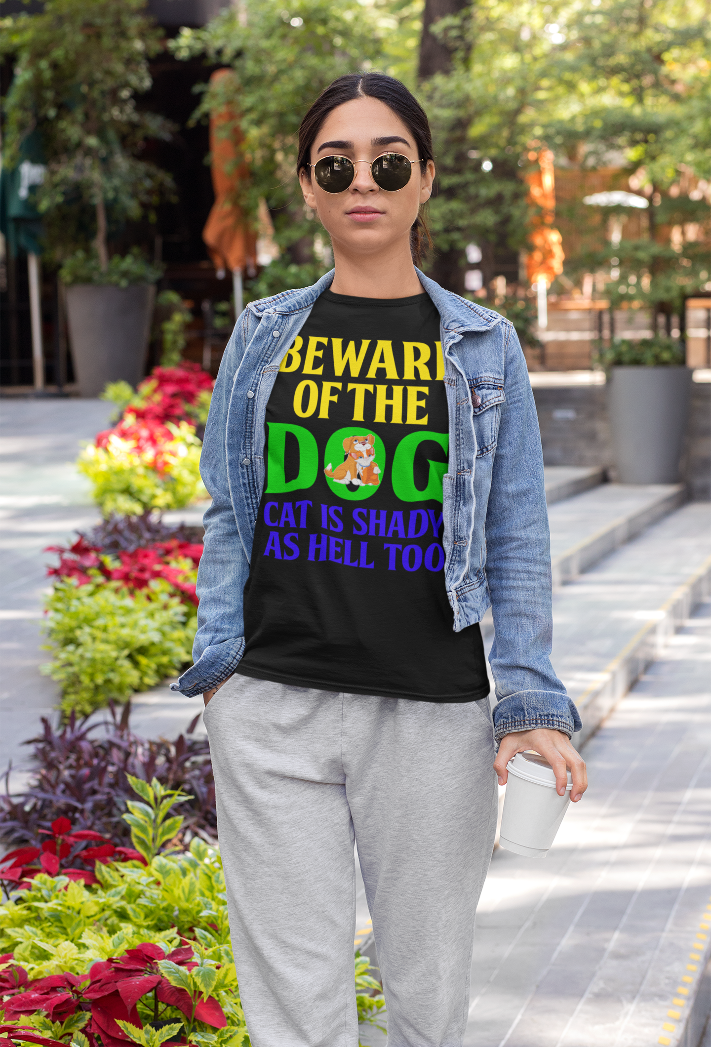 Beware of the Dog. Cat Is Shady as Hell Too - Cotton T-Shirt