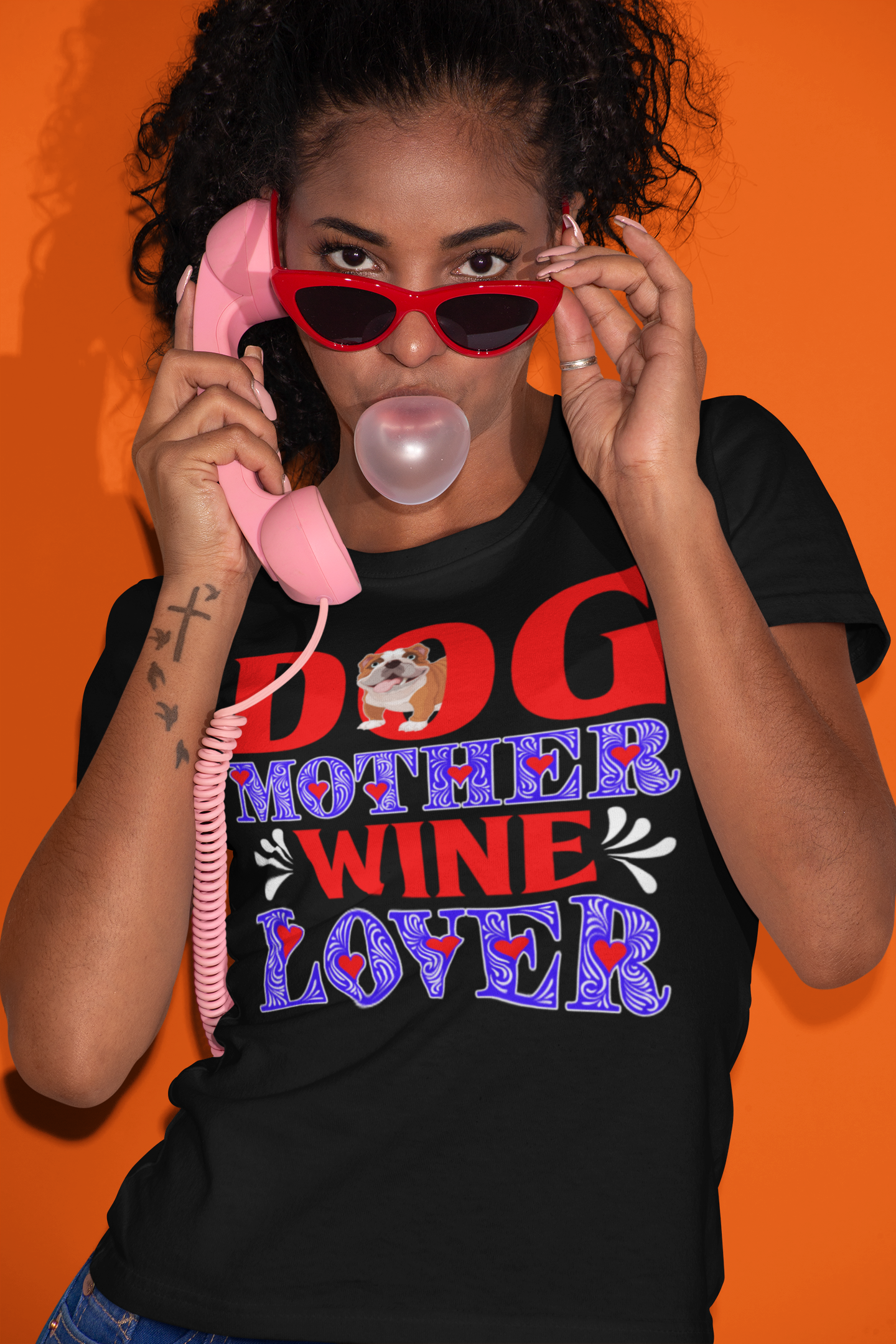 Dog Mother Wine Lover - Cotton T-Shirt