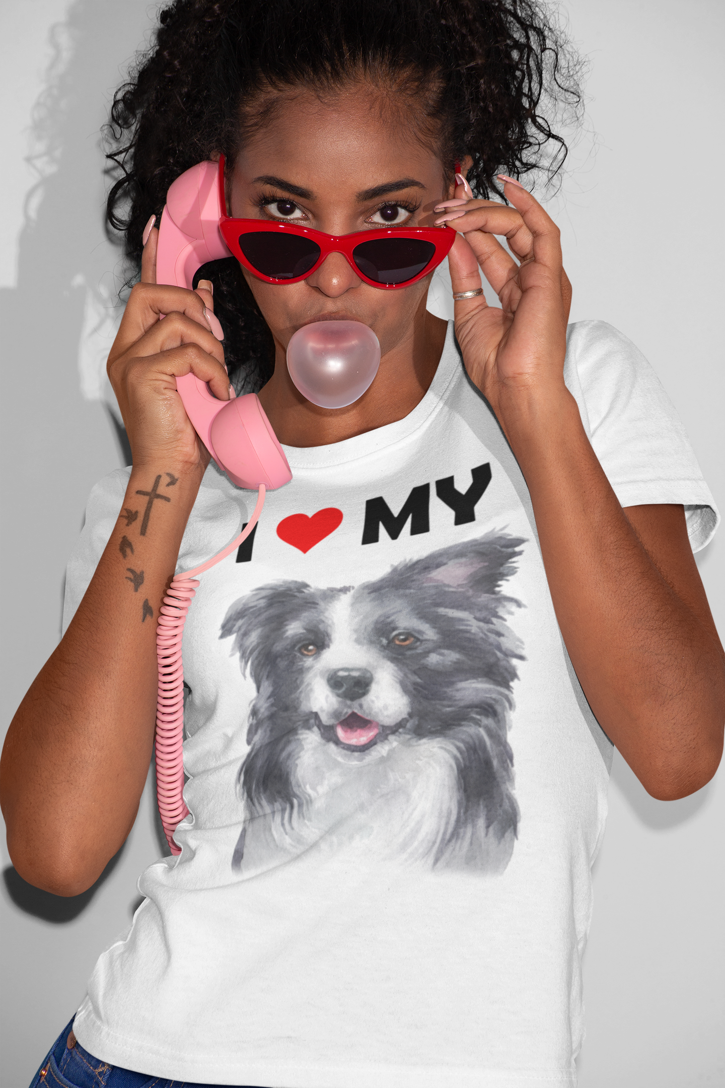 I Love My Border Collie - Cotton T-Shirt