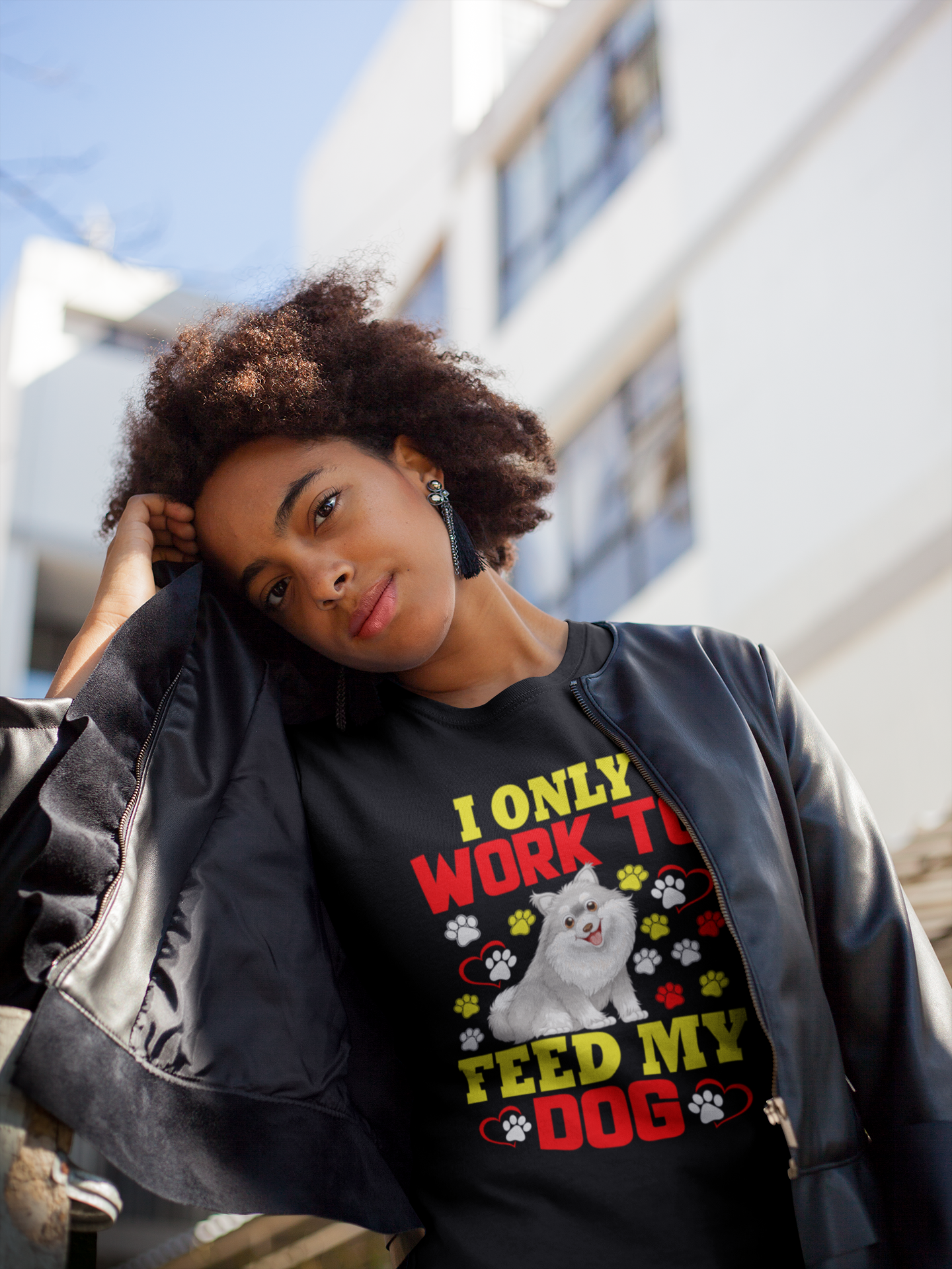 I Only Work to Feed My Dog - Cotton T-Shirt