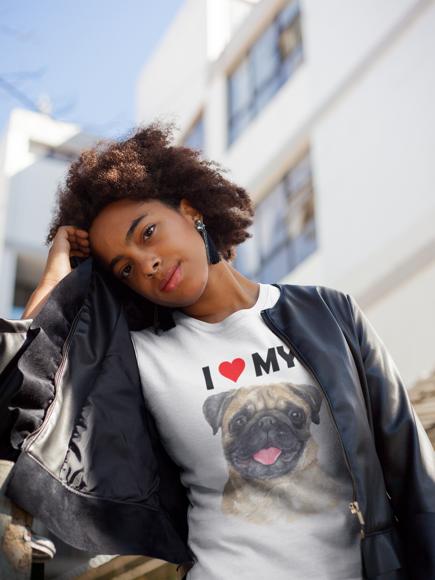 I Love My Pug - Cotton T-Shirt