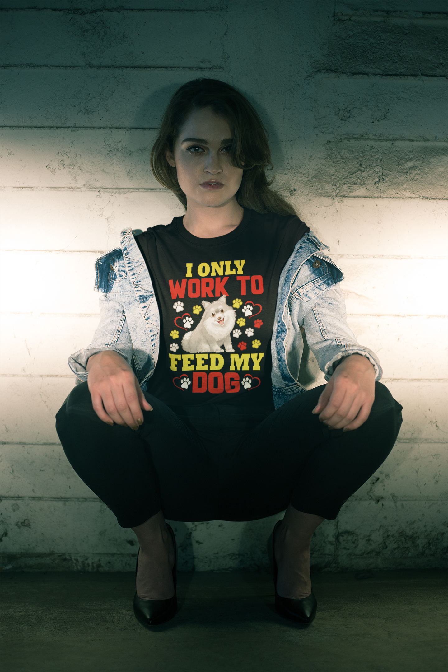 I Only Work to Feed My Dog - Cotton T-Shirt