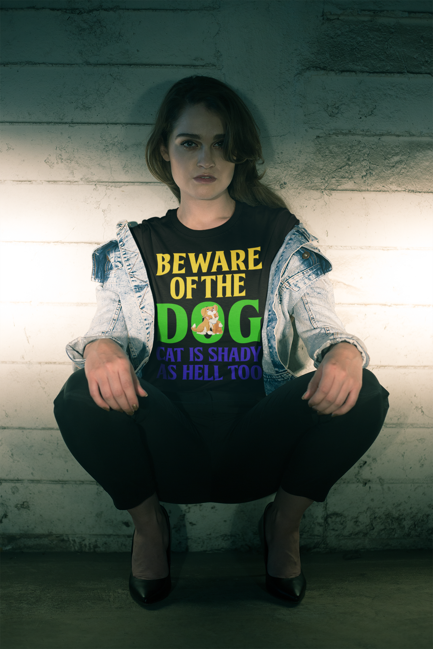Beware of the Dog. Cat Is Shady as Hell Too - Cotton T-Shirt