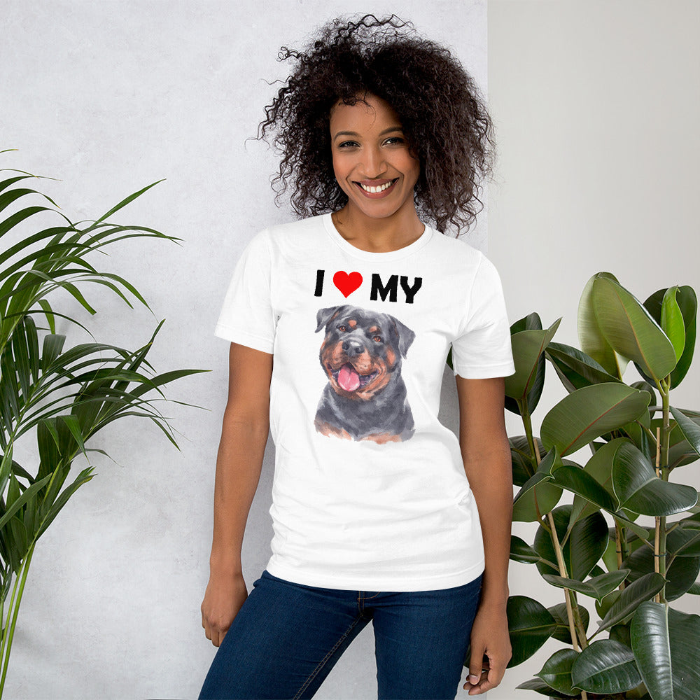 I Love My Rottweiler - Cotton T-Shirt