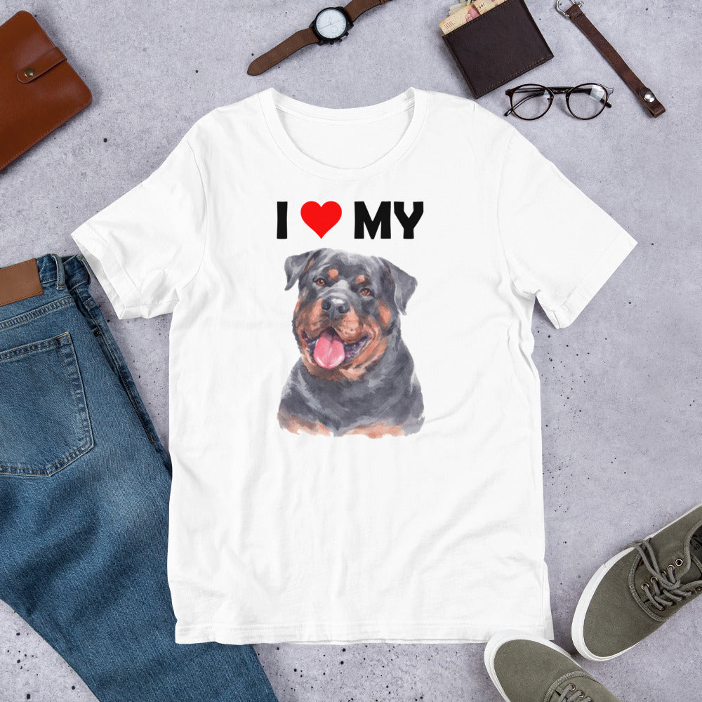 I Love My Rottweiler - Cotton T-Shirt