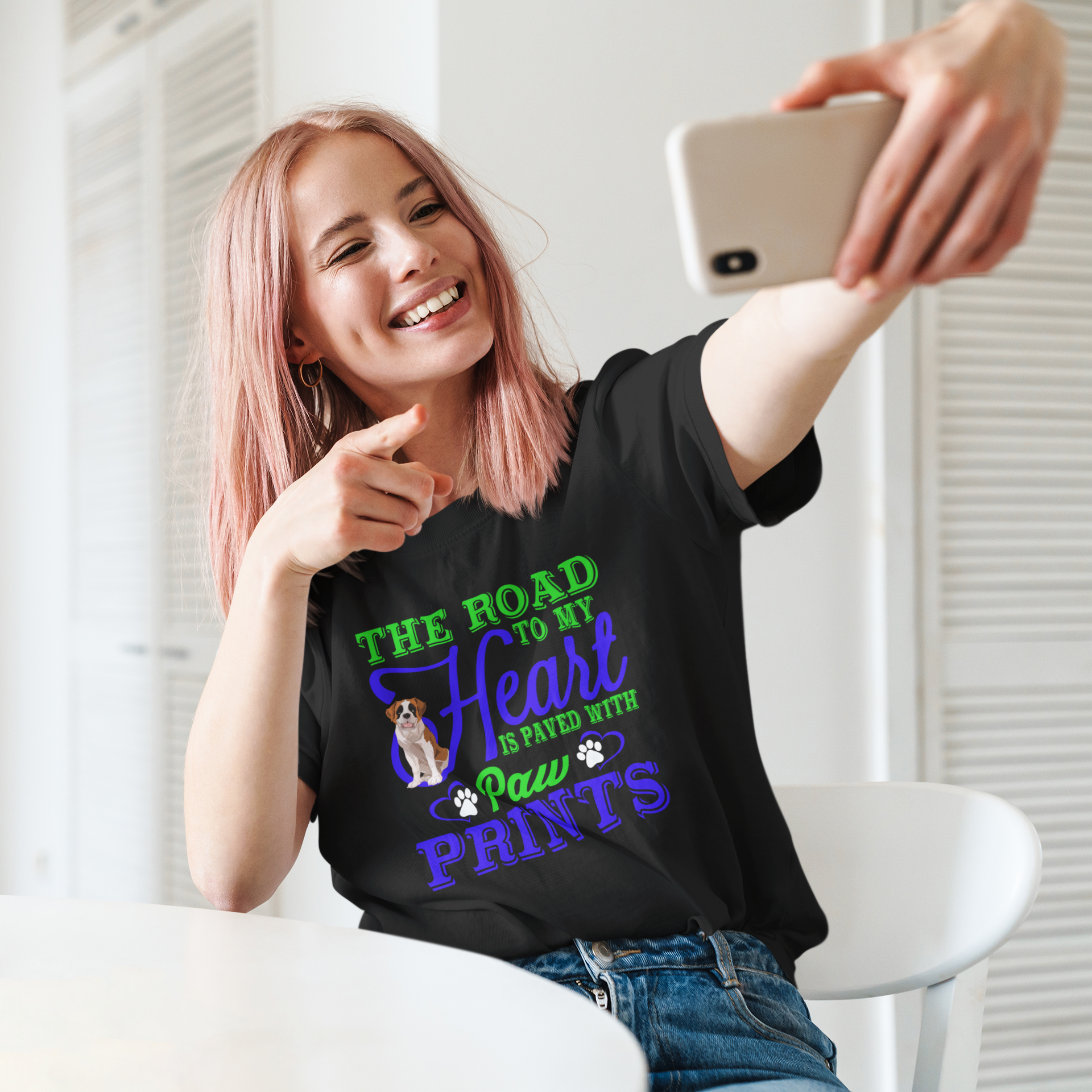 The Road to My Heart Is Paved With Paw Prints - Cotton T-Shirt