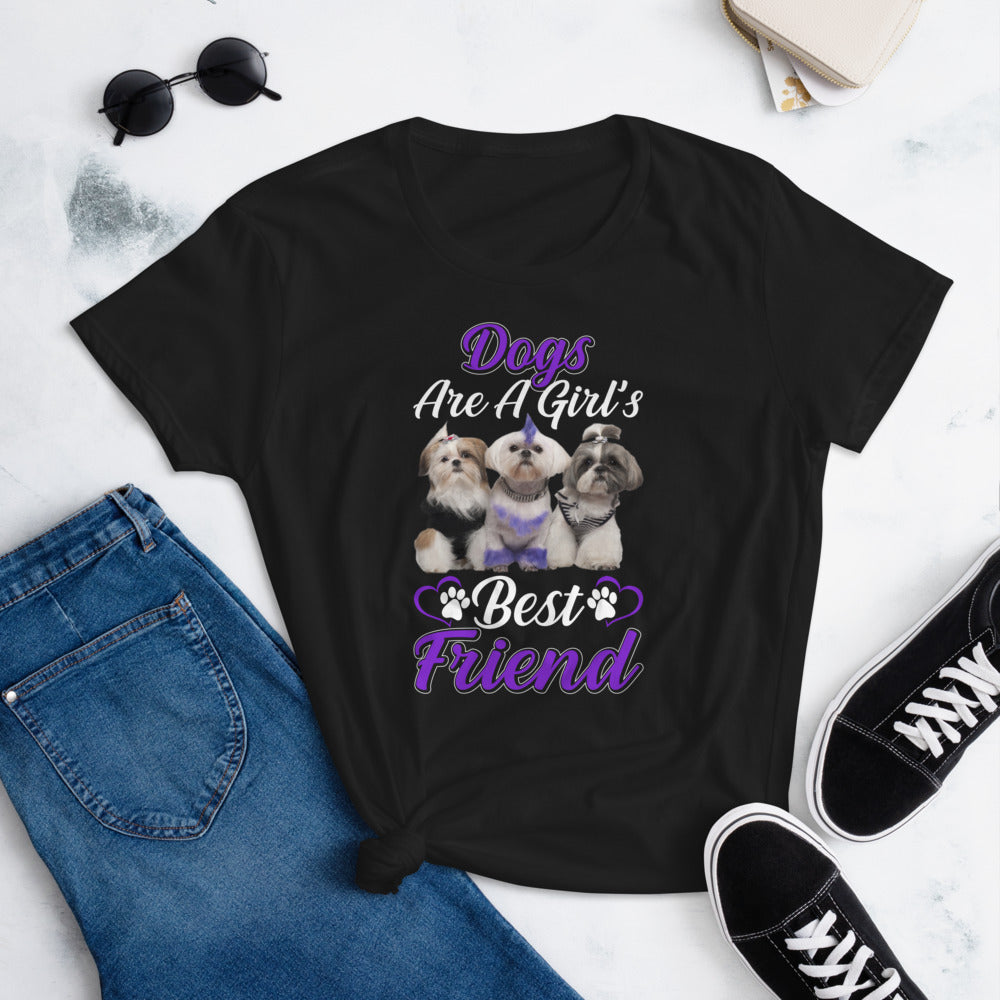 Dogs Are a Girl's Best Friend - Women's Cotton T-Shirt