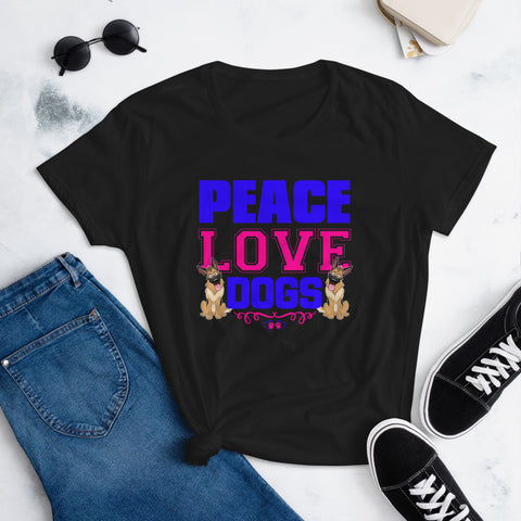 Image of Peace Love Dogs - Women's Cotton T-Shirt